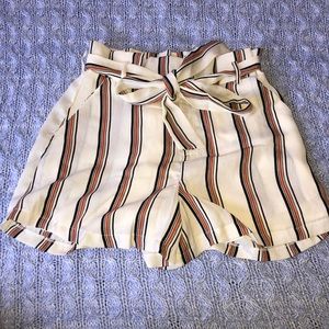White striped high waisted shorts